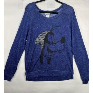 Disney Parks Authentic Hipster Goofy‎ Lightweight Sweater Blue And Black Size M